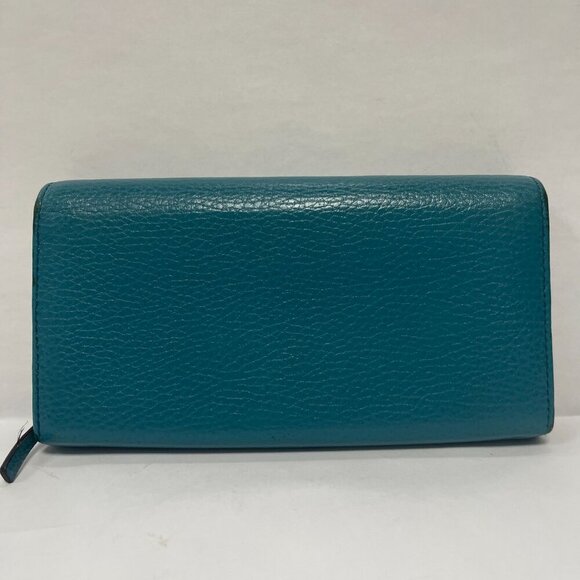 Gucci Blue Pebbled Leather Swing Continental Wallet - Preowned - Picture 2 of 16
